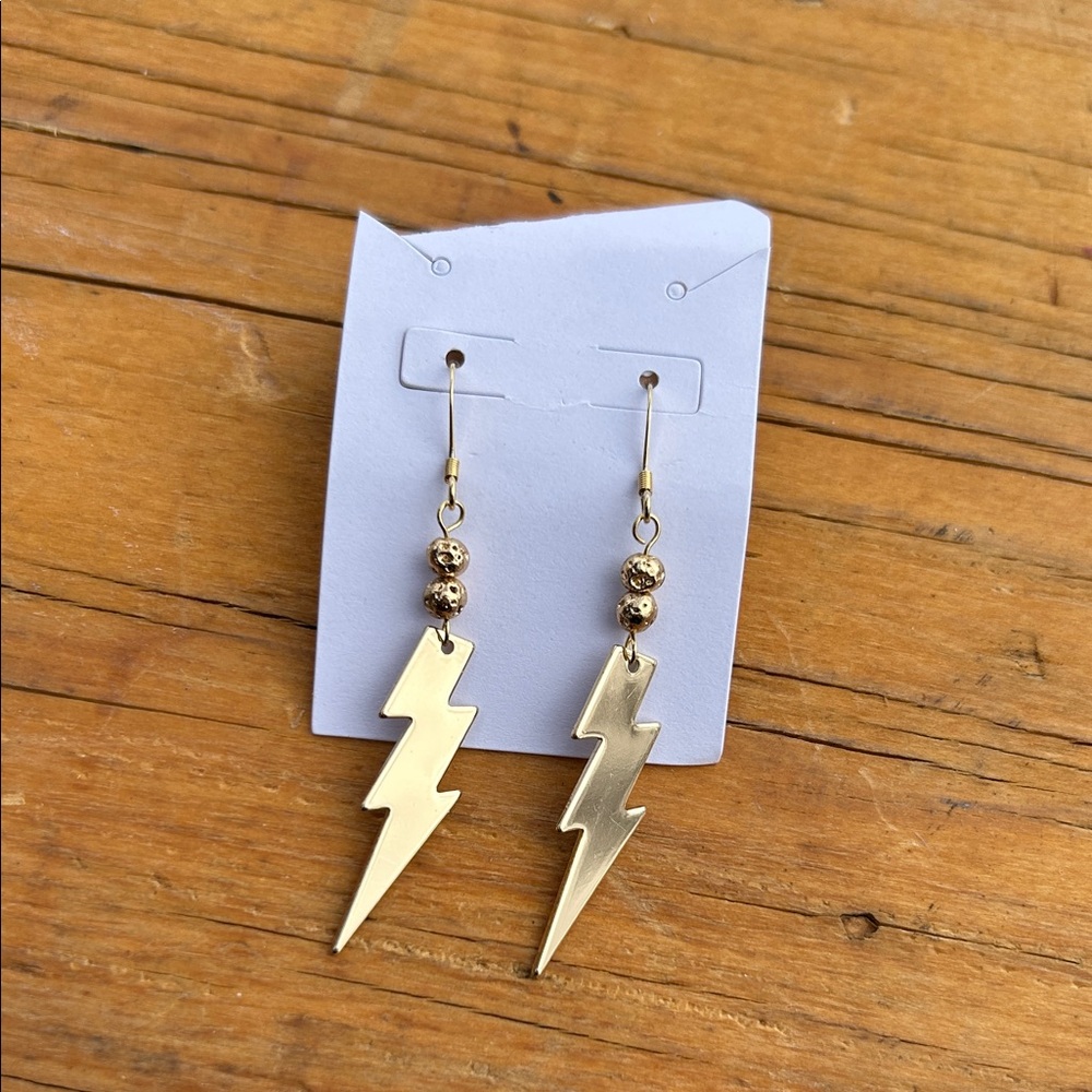 Gold Lightning Bolt Earrings